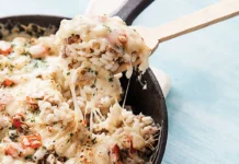 Arroz con verduras gratinado con queso