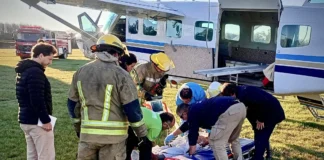 Trasladan en vuelo sanitario a un paciente desde Entre Ríos a Mercedes
