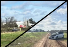 Accidente en Ruta 5 y calle 122: dos vehículos se rozaron de frente y uno se incendió