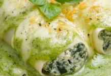 Canelones de ricota, brócoli y parmesano